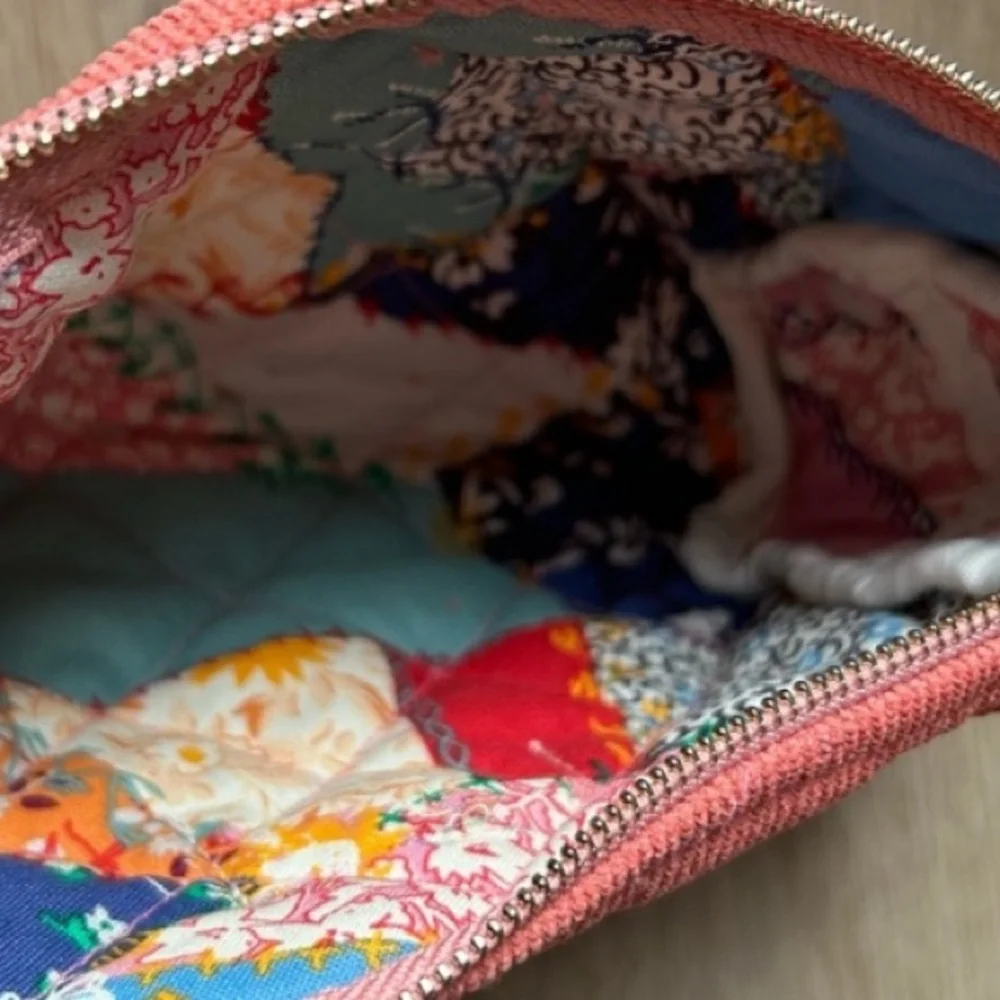 Sezane Quilted Coral Pouch